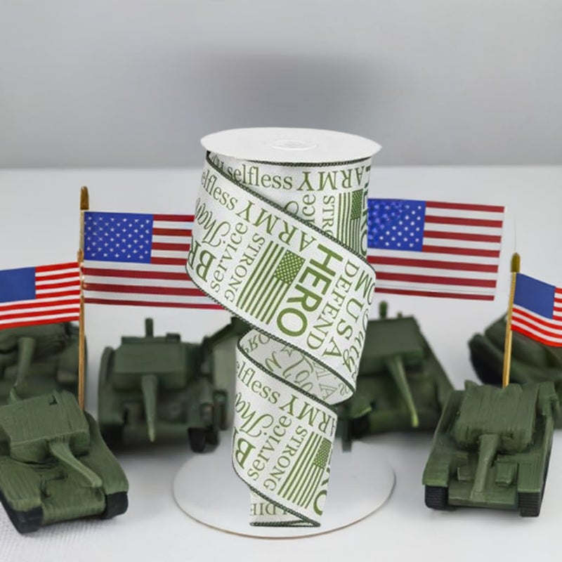 Craig Bachman 2.5 Inch United States Army Ribbon: White (10 Yards) Military Ribbon, Fabric, Bow, Crafting, Wired Edge, Gift Wrapping Ribbon - Image 4